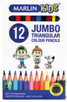 Marlin 12 Jumbo Triangular Colour Pencil Crayons