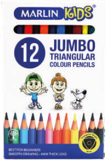 Marlin 12 Jumbo Triangular Colour Pencil Crayons